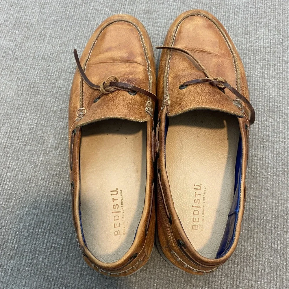 Bed Stu Cobbler Boat Shoes Mens Size 13 Brown Leather Casual Lightweight Comfort